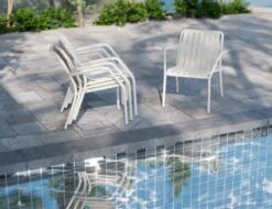 LEVEL Roku Outdoor Lounge Chair In Matt White -Level Furniture Outlet Store lounge white stacking