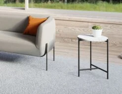 LEVEL Nexus Marble Side Table - White Carrara -Level Furniture Outlet Store marble white side table