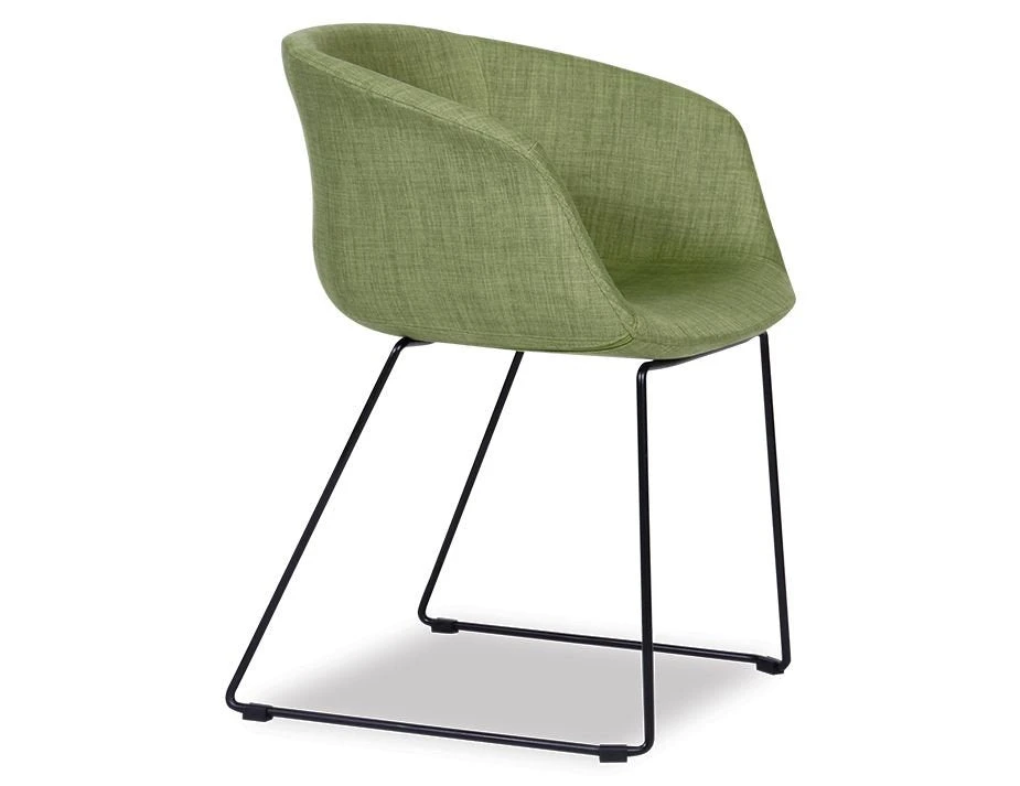 LEVEL Lonsdale Arm Chair - Black Sled - Green Fabric 2 LEVEL Lonsdale Arm Chair - Black Sled - Green Fabric - Image 2