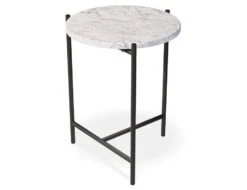 LEVEL Nexus Marble Side Table - White Carrara -Level Furniture Outlet Store modern white marble side table