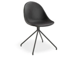 LEVEL Pebble Chair Black Upholstered Vintage Seat - Sled Base - Black -Level Furniture Outlet Store pebble black leather 1