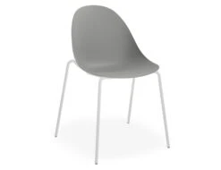 LEVEL Pebble Chair Grey With Shell Seat - 4 Post Stackable Base - White -Level Furniture Outlet Store pebble grey 4 pole white base 1 BlackFeet 80f66bde ca36 475a b883 aa097120077f