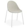 LEVEL Pebble Fabric Light Grey Upholstered Chair - 4 Post Base - White