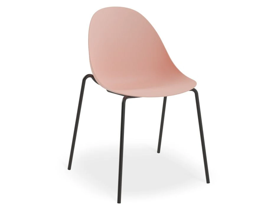LEVEL Pebble Chair Soft Pink With Shell Seat - 4 Post Stackable - Black 1 LEVEL Pebble Chair Soft Pink With Shell Seat - 4 Post Stackable - Black