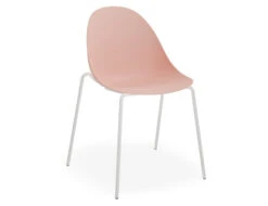 LEVEL Pebble Chair Soft Pink With Shell Seat - 4 Post Stackable - Black 12 LEVEL Pebble Chair Soft Pink With Shell Seat - 4 Post Stackable - Black -Level Furniture Outlet Store pebble pink 4 pole chair white base 1 BlackFeet