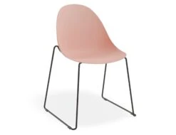 LEVEL Pebble Chair Soft Pink With Shell Seat - Sled Stackable Base - Black