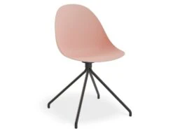 LEVEL Pebble Chair Soft Pink With Shell Seat - Pyramid Fixed Base - Black