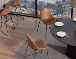 LEVEL Pebble Stool Brown Upholstered Vintage Seat -Level Furniture Outlet Store pebble rail 4pole chairs stools brown leather dining setting 2 4cb0946c 6af7 43ac 9387 89c846dc38f0