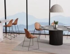 LEVEL Pebble Stool Brown Upholstered Vintage Seat -Level Furniture Outlet Store pebble rail 4pole chairs stools brown leather dining setting 40521e40 fdcb 4d27 bdaa 16673de76817