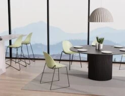 LEVEL Pebble Chair Mint Green With Shell Seat - 4 Post Stackable Base - Black -Level Furniture Outlet Store pebble rail 4pole chairs stools green dining setting 22