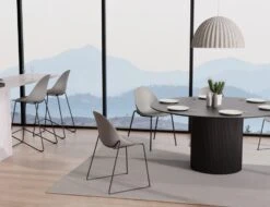 LEVEL Pebble Chair Grey With Shell Seat - Pyramid Fixed Base With Castors - Black -Level Furniture Outlet Store pebble rail 4pole chairs stools grey dining setting d11129d7 5f61 4118 ac34 a360ce2c8850