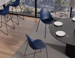 LEVEL Pebble Chair Navy Blue With Shell Seat -Level Furniture Outlet Store pebble rail 4pole chairs stools navy dining setting 2