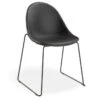 LEVEL Pebble Chair Black Upholstered Vintage Seat - Sled Base - Black