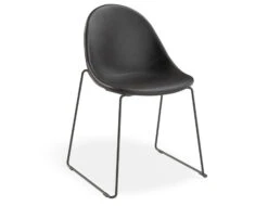 LEVEL Pebble Chair Black Upholstered Vintage Seat - Sled Base - Black