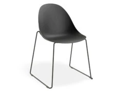 LEVEL Pebble Chair Black With Shell Seat - 4 Post Stackable -Level Furniture Outlet Store pebble rail chair black plastic MAIN