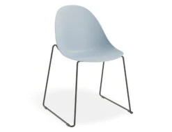 LEVEL Pebble Chair Pale Blue With Shell Seat - Sled Stackable Base - Black