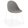 LEVEL Pebble Fabric Dark Grey Upholstered Chair - Sled Base - White