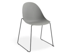LEVEL Pebble Chair Grey With Shell Seat - Sled Stackable Base - Black