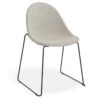 LEVEL Pebble Fabric Light Grey Upholstered Chair - Sled Base - Black