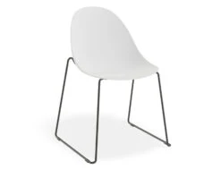 LEVEL Pebble Chair White With Shell Seat - Sled Stackable Base - Black