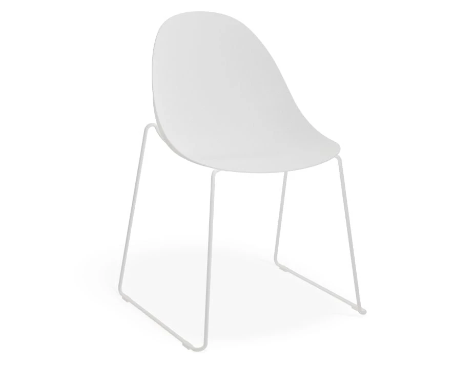 LEVEL Pebble Chair White With Shell Seat - Pyramid Fixed Base With Castors - Black 4 LEVEL Pebble Chair White With Shell Seat - Pyramid Fixed Base With Castors - Black - Image 4