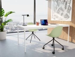 LEVEL Pebble Chair Mint Green With Shell Seat - 4 Post Stackable Base - Black -Level Furniture Outlet Store pebble swivel chairs green angle 11