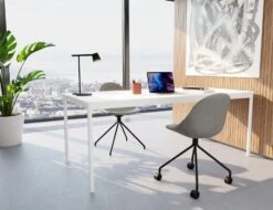 LEVEL Pebble Chair Grey Upholstered Vintage Seat - Pyramid Fixed Base With Castors - Black -Level Furniture Outlet Store pebble swivel chairs grey leather angle 1 c1314e70 88df 4a6a 8e96 495677ae8acd