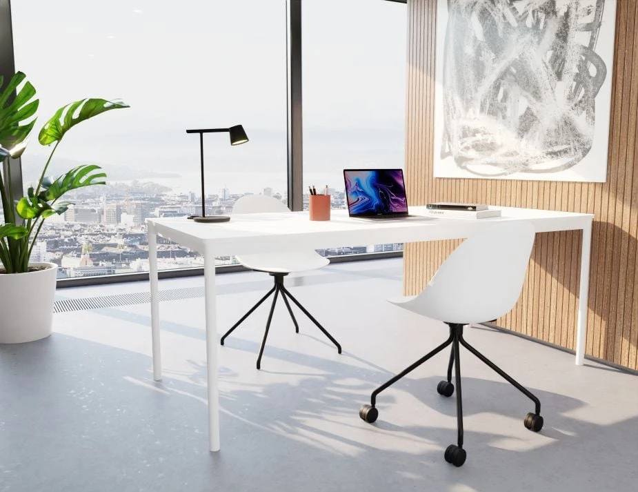 LEVEL Pebble Chair White With Shell Seat - Pyramid Fixed Base With Castors - Black 5 LEVEL Pebble Chair White With Shell Seat - Pyramid Fixed Base With Castors - Black - Image 5