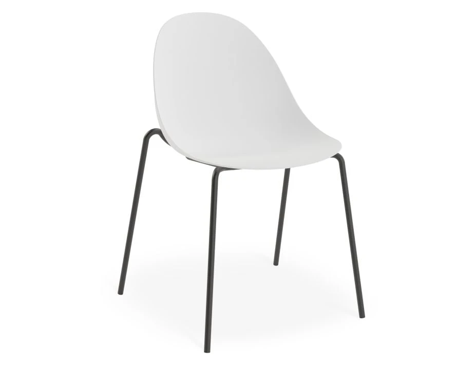 LEVEL Pebble Chair White With Shell Seat - Pyramid Fixed Base With Castors - Black 10 LEVEL Pebble Chair White With Shell Seat - Pyramid Fixed Base With Castors - Black - Image 10