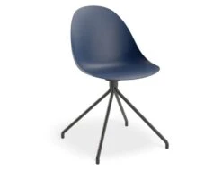 LEVEL Pebble Chair Navy Blue With Shell Seat - Pyramid Fixed Base - Black