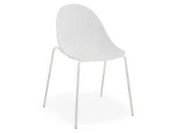 LEVEL Pebble Chair White With Shell Seat - 4 Post Stackable Base - Black -Level Furniture Outlet Store pebble white 4 pole white base 1 BlackFeet