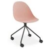 LEVEL Pebble Chair Soft Pink With Shell Seat - Pyramid Fixed Base With Castors - Black