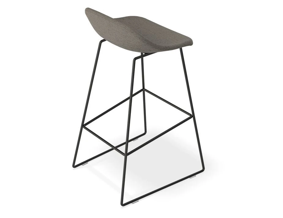 LEVEL Pop Stool With Black Frame And Fabric Grey Seat 2 LEVEL Pop Stool With Black Frame And Fabric Grey Seat - Image 2