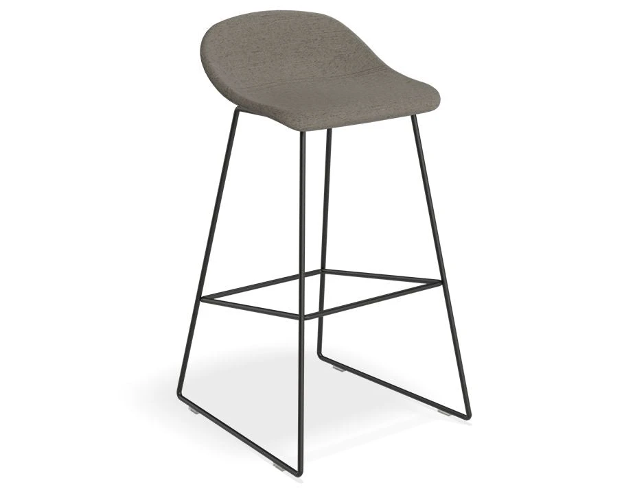 LEVEL Pop Stool With Black Frame And Fabric Grey Seat 1 LEVEL Pop Stool With Black Frame And Fabric Grey Seat