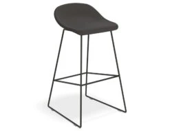 LEVEL Pop Stool With Black Frame And Fabric Anthricite Seat