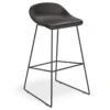 LEVEL Pop Stool With Black Frame And Upholstered Vintage Black Seat