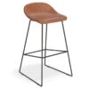 LEVEL Pop Stool With Black Frame And Upholstered Vintage Tan Seat
