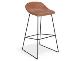 LEVEL Pop Stool With Black Frame And Upholstered Vintage Tan Seat 10 LEVEL Pop Stool With Black Frame And Upholstered Vintage Tan Seat - Image 10