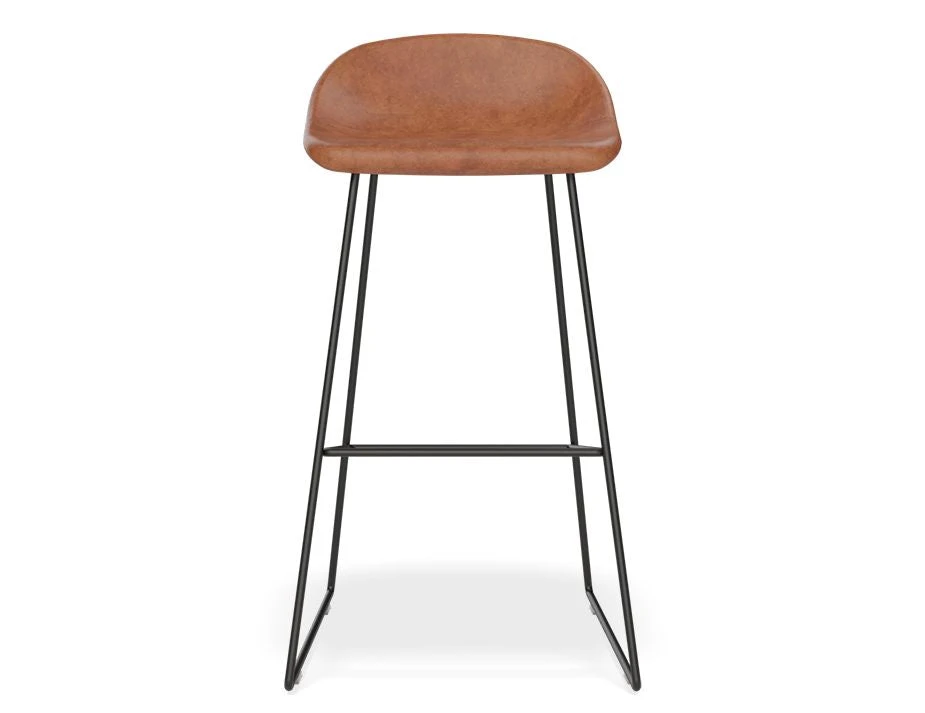 LEVEL Pop Stool With Black Frame And Upholstered Vintage Tan Seat 8 LEVEL Pop Stool With Black Frame And Upholstered Vintage Tan Seat - Image 8
