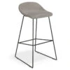 LEVEL Pop Stool With Black Frame And Upholstered Vintage Grey Seat
