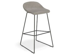 LEVEL Pop Stool With Black Frame And Upholstered Vintage Grey Seat