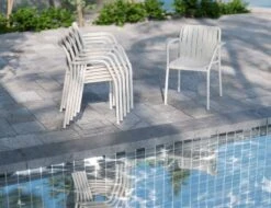 LEVEL Roku Outdoor Armchair In Matt White - No Cushion -Level Furniture Outlet Store roku arm white stacking 2