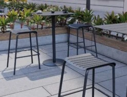 LEVEL Roku Outdoor Backless Bar Stool In Matt Charcoal -Level Furniture Outlet Store roku backless charcoal2