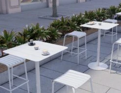 LEVEL Roku Outdoor Backless Bar Stool In Matt White -Level Furniture Outlet Store roku backless white