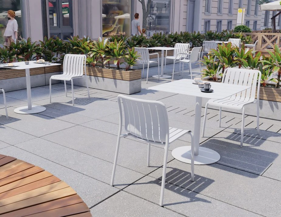 LEVEL Roku Cafe Table - Outdoor - White - 65 X 65cm Table Top 2 LEVEL Roku Cafe Table - Outdoor - White - 65 X 65cm Table Top - Image 2
