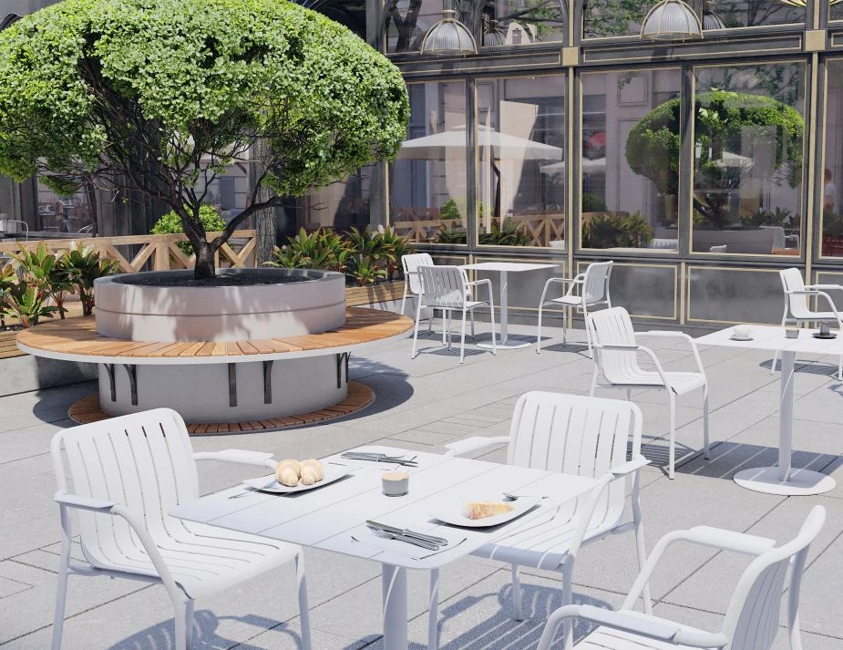 LEVEL Roku Cafe Table - Outdoor - White - 65 X 65cm Table Top 4 LEVEL Roku Cafe Table - Outdoor - White - 65 X 65cm Table Top - Image 4