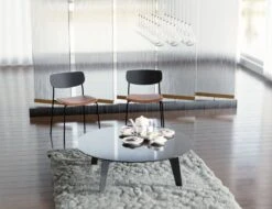 LEVEL Rylie Chair - Padded Seat With Black Backrest - Tan Vintage Vegan Leather Seat -Level Furniture Outlet Store rylie chair lifestyle1b