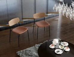 LEVEL Rylie Chair - Padded Seat With Natural Backrest - Black Vegan Leather Seat -Level Furniture Outlet Store rylie chair lifestyle2