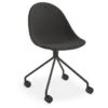 LEVEL Pebble Anthracite Fabric Upholstered Chair - Pyramid Fixed Base With Castors - Black