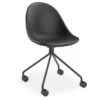 LEVEL Pebble Chair Black Upholstered Vintage Seat - Pyramid Fixed Base With Castors - Black